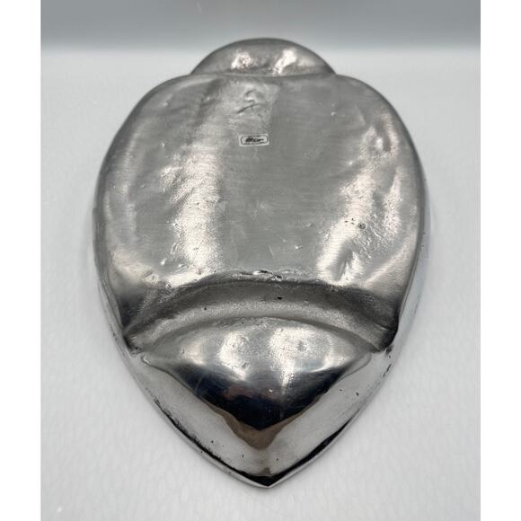 Vintage Handcrafted Polished Pewter Football Chip & Dip Serving Platter Tray - Picture 5 of 7